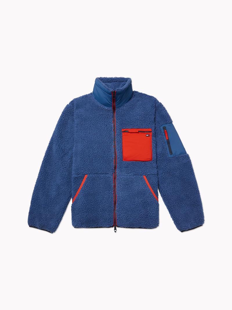 Férfi Tommy Hilfiger Essential reversible sherpa Kabát Kék Piros | HU 1187CTV